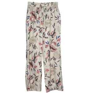 Briggs Women's M Boho Tropical Linen Blend Pull-on Wide-Leg Pants